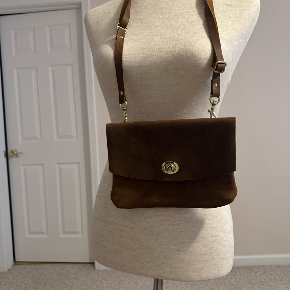Hand made leather cross body bag